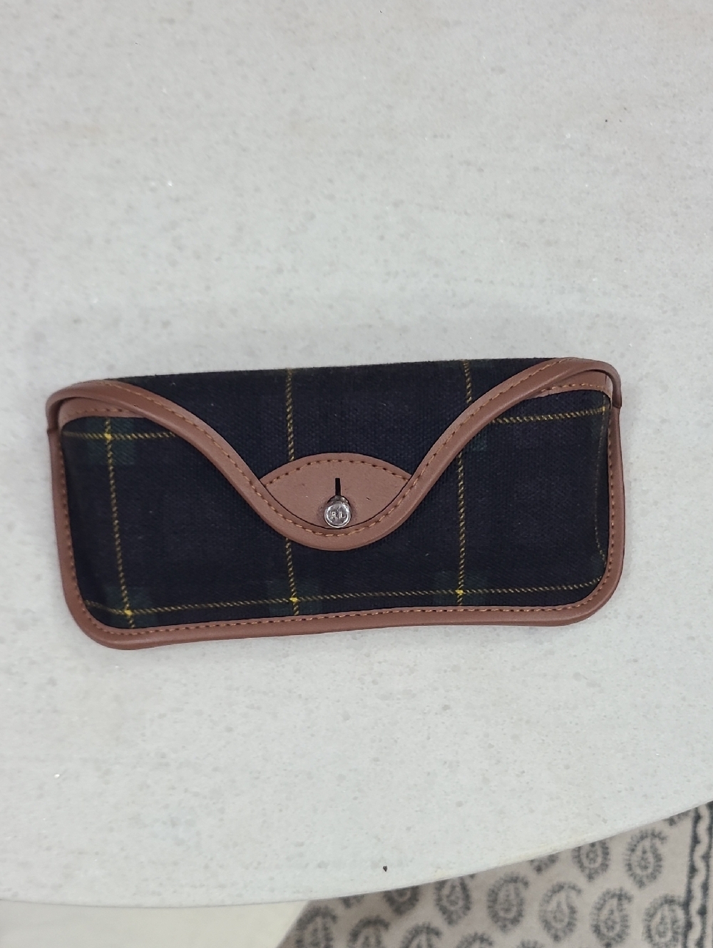 Polo by Ralph Lauren Plaid Case with Tan Leather Trim